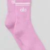 Unisex half-crew retro sok - Candy Heart Pink/Wit