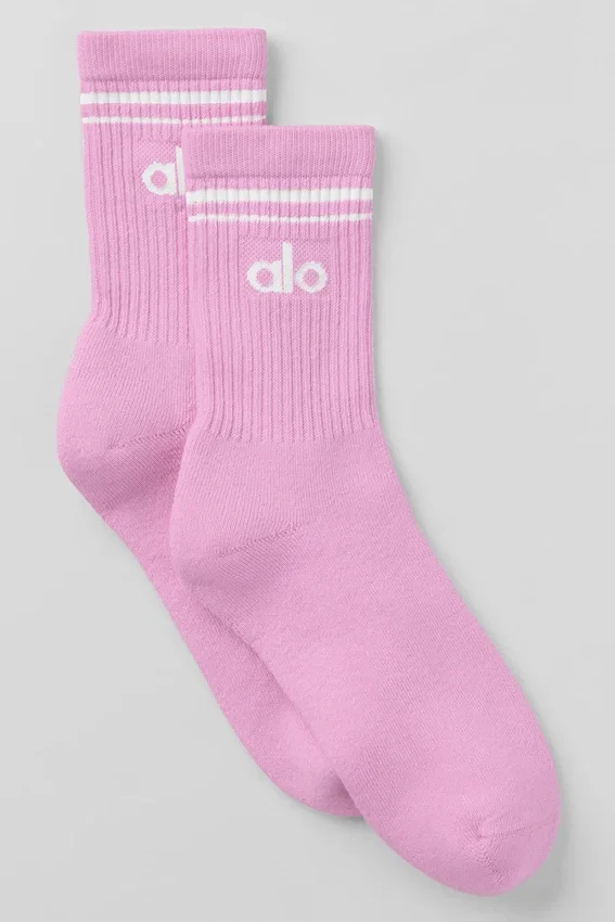 Unisex half-crew retro sok - Candy Heart Pink/Wit