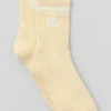Unisex half-crew retro-sok - kaarslichtgeel/wit