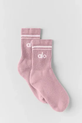 Unisex half-crew retro sok - Vintage roze/wit