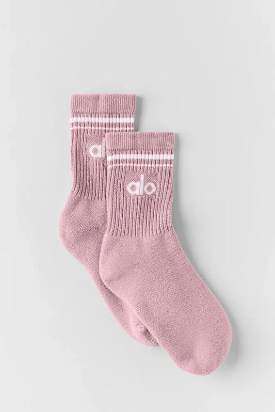 Unisex half-crew retro sok - Vintage roze/wit