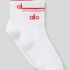 Unisex half-crew retro sok - wit/felrood