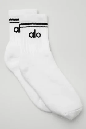 Unisex half-crew retro sok - Wit/Zwart