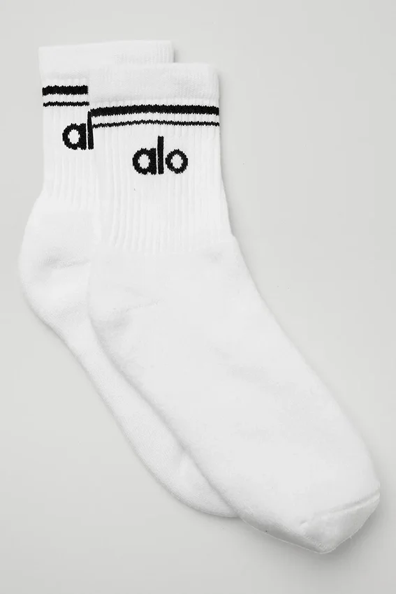 Unisex half-crew retro sok - Wit/Zwart