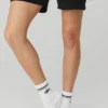 Unisex half-crew retro sok - Wit/Zwart