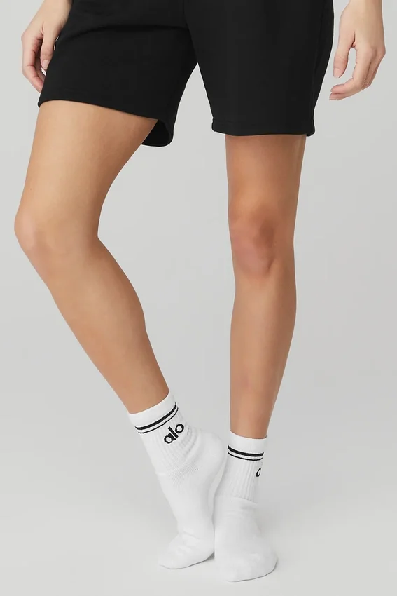 Unisex half-crew retro sok - Wit/Zwart