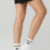 Unisex half-crew retro sok - Wit/Zwart