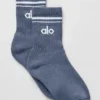 Unisex half-crew retro-sokken - Bluestone/wit