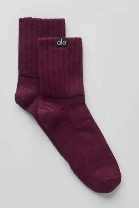 Unisex half-crew scrunch-sok - Bordeauxrood