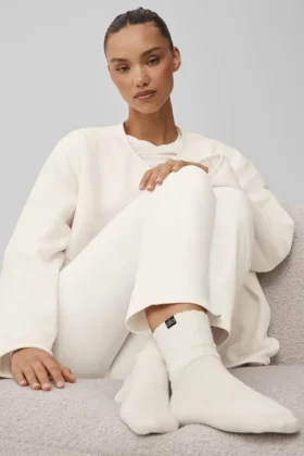 Unisex half-crew scrunch-sok – Ivory
