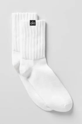 Unisex half-crew scrunch-sok - White