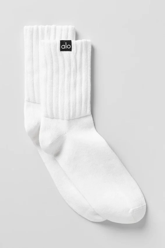Unisex half-crew scrunch-sok - White