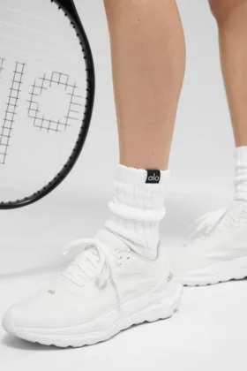 Unisex half-crew scrunch-sok – White