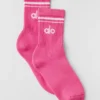 Unisex half-crew Throwback-sok - Paradise Pink/Wit