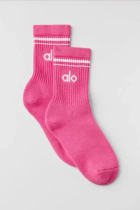 Unisex half-crew Throwback-sok - Paradise Pink/Wit