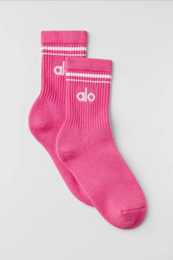 Unisex half-crew Throwback-sok - Paradise Pink/Wit