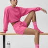 Unisex half-crew Throwback-sok - Paradise Pink/Wit