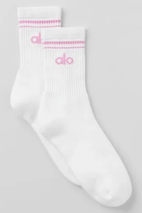 Unisex half-crew Throwback-sok - Wit/Candy Heart-roze