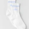 Unisex half-crew Throwback-sok - Wit/Licht Provence-blauw