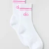 Unisex half-crew Throwback-sok - Wit/Paradise Pink