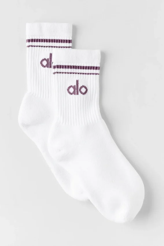 Unisex half-crew Throwback-sok - Wit/Plum Kiss