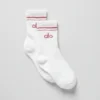Unisex half-crew Throwback-sok - Wit/Roze Wilde Roos