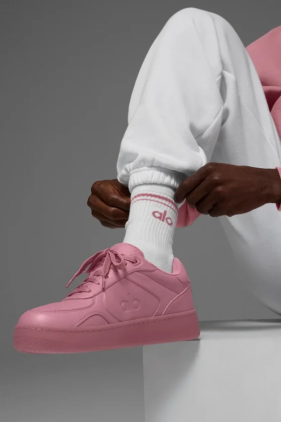 Unisex half-crew Throwback-sok - Wit/Roze Wilde Roos