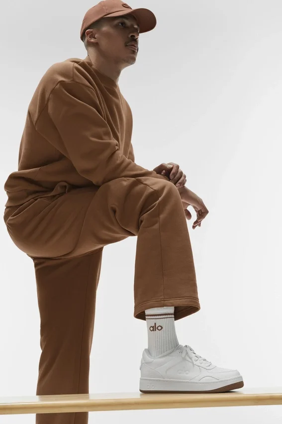 Unisex half-crew Throwback-sok - Wit/Sun Kissed Brown