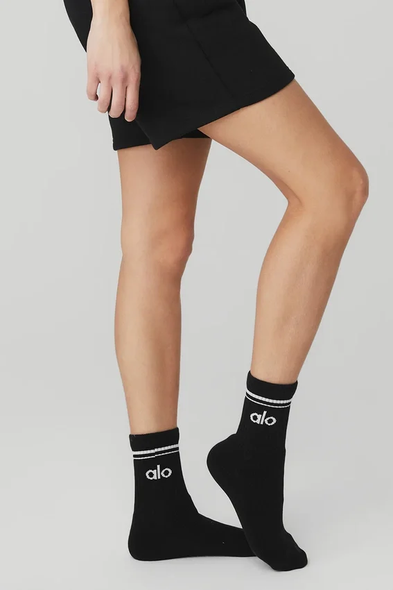 Unisex Half-Crew Throwback-sok - Zwart/Wit