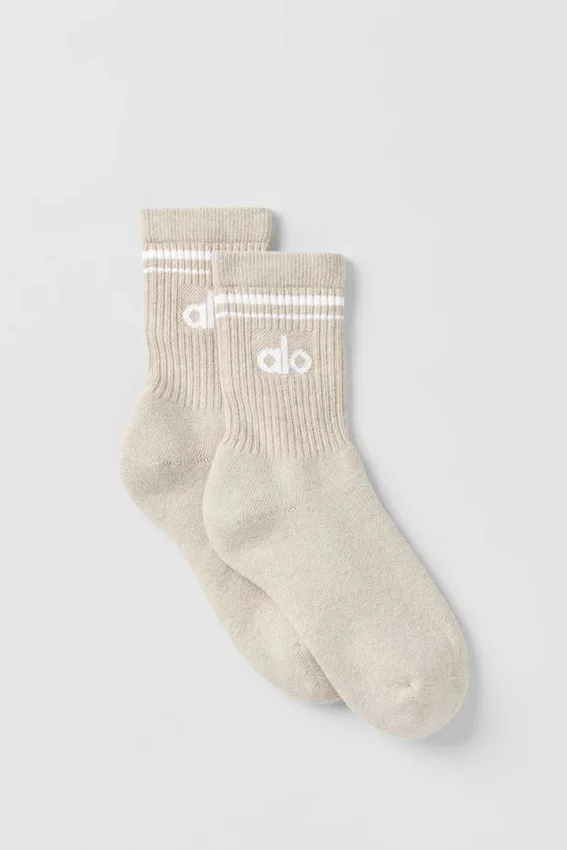 Unisex half-crew Throwback-sokken - Oatmeal Heather/Wit