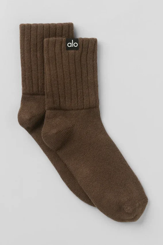 Unisex halfhoge scrunch-sok - Espresso