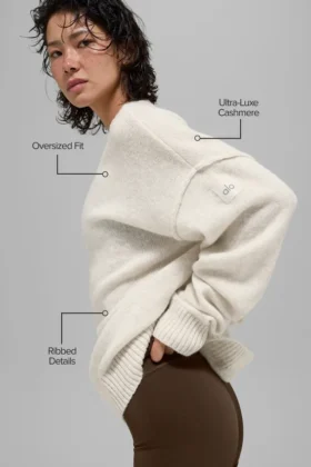 Unisex New Class-trui met ronde hals van wol en kasjmier – Bone Heather