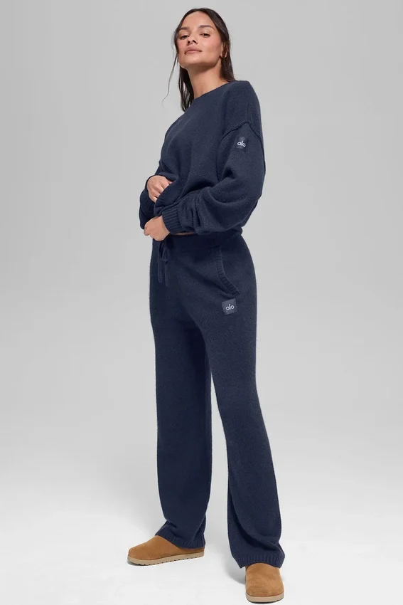 Unisex New Class-trui met ronde hals van wol en kasjmier - marineblauw