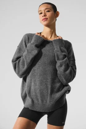 Unisex New Class-trui met ronde hals van wol en kasjmier - platinagrijs