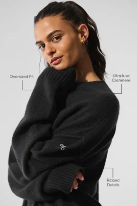 Unisex New Class-trui met ronde hals van wol en kasjmier – Zwart