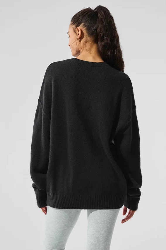 Unisex New Class-trui met ronde hals van wol en kasjmier - Zwart