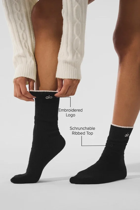 Unisex sokken van wol en kasjmier met licht gematteerd effect - Zwart/Ivoor