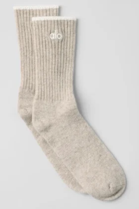 Unisex sokken van wol en kasjmier met lichte frosted afwerking - Winter Latte/Ivoor