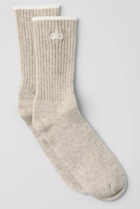 Unisex sokken van wol en kasjmier met lichte frosted afwerking - Winter Latte/Ivoor
