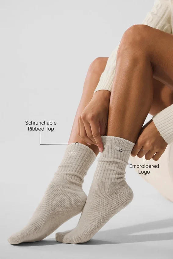 Unisex sokken van wol en kasjmier met lichte frosted afwerking - Winter Latte/Ivoor