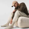 Unisex sokken van wol en kasjmier met lichte frosted afwerking - Winter Latte/Ivoor