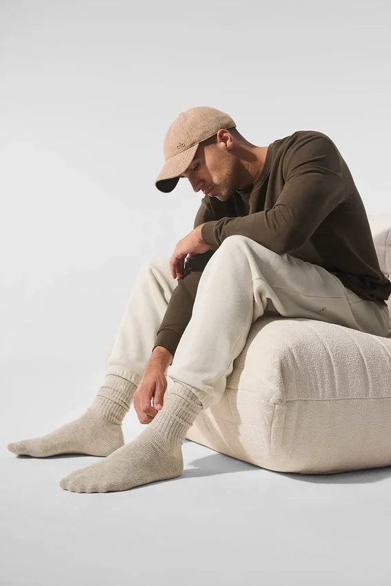 Unisex sokken van wol en kasjmier met lichte frosted afwerking - Winter Latte/Ivoor