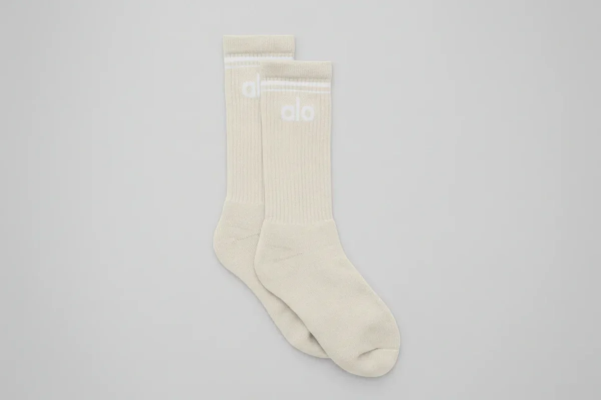 Unisex Throwback-sok - Beige/Wit
