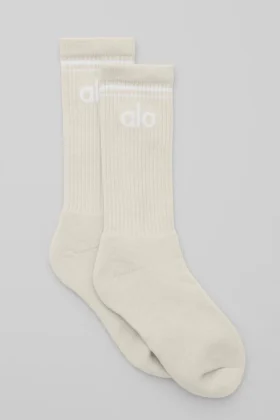 Unisex Throwback-sok - Beige/Wit