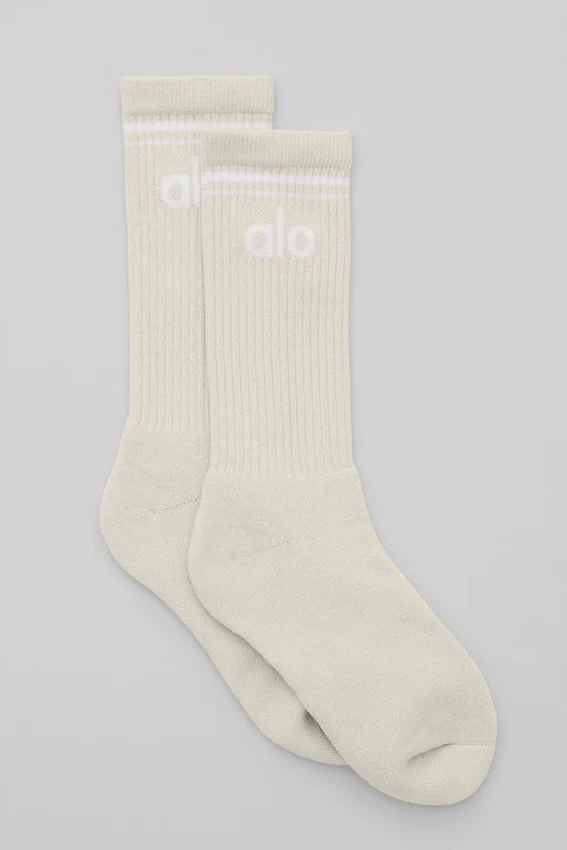 Unisex Throwback-sok - Beige/Wit
