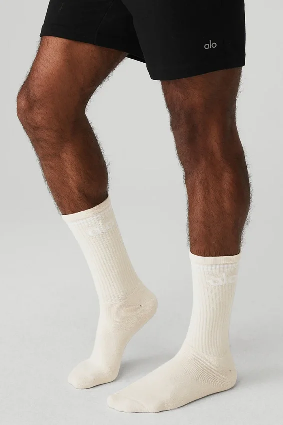 Unisex Throwback-sok - Beige/Wit