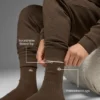 Unisex wollen-kasjmier sok met lichte matte afwerking - Espresso Heather/Ivoor