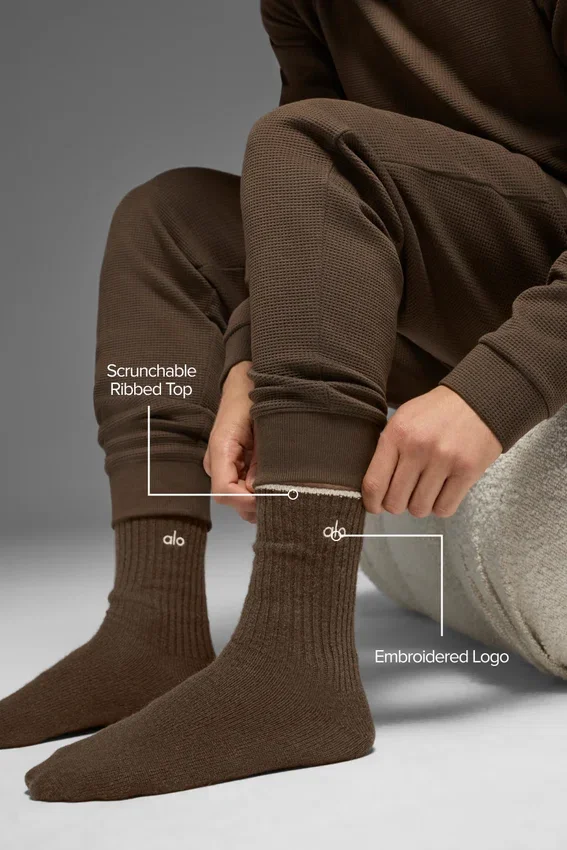 Unisex wollen-kasjmier sok met lichte matte afwerking - Espresso Heather/Ivoor