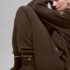 Unisex wollen-kasjmier sok met lichte matte afwerking - Espresso Heather/Ivoor