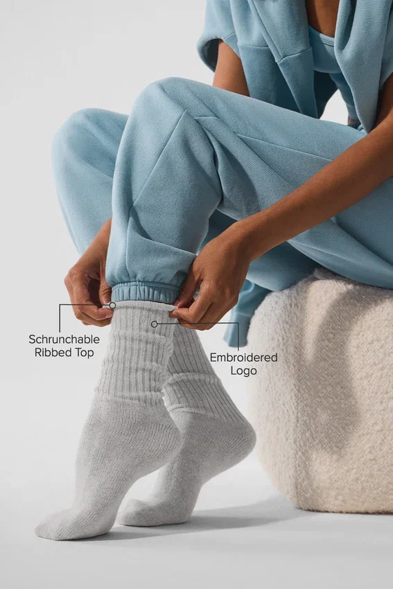 Unisex wollen-kasjmier sok met lichte matte afwerking - licht gemêleerd grijs/ivoor